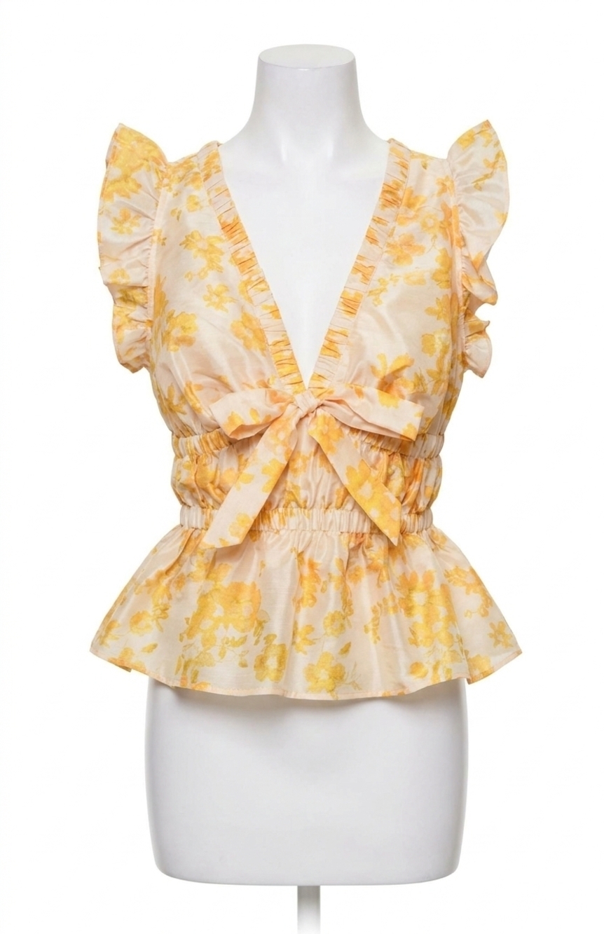 NEW HUTCH tazz flutter sleeve top in yellow